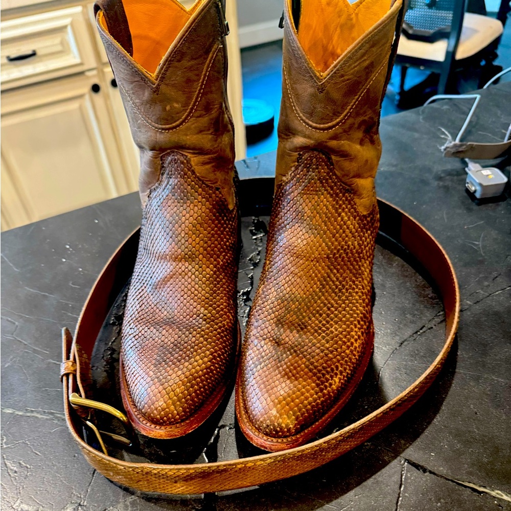 Tecovas Dean Zip Rust Python Boots with Matching Tecovas Belt